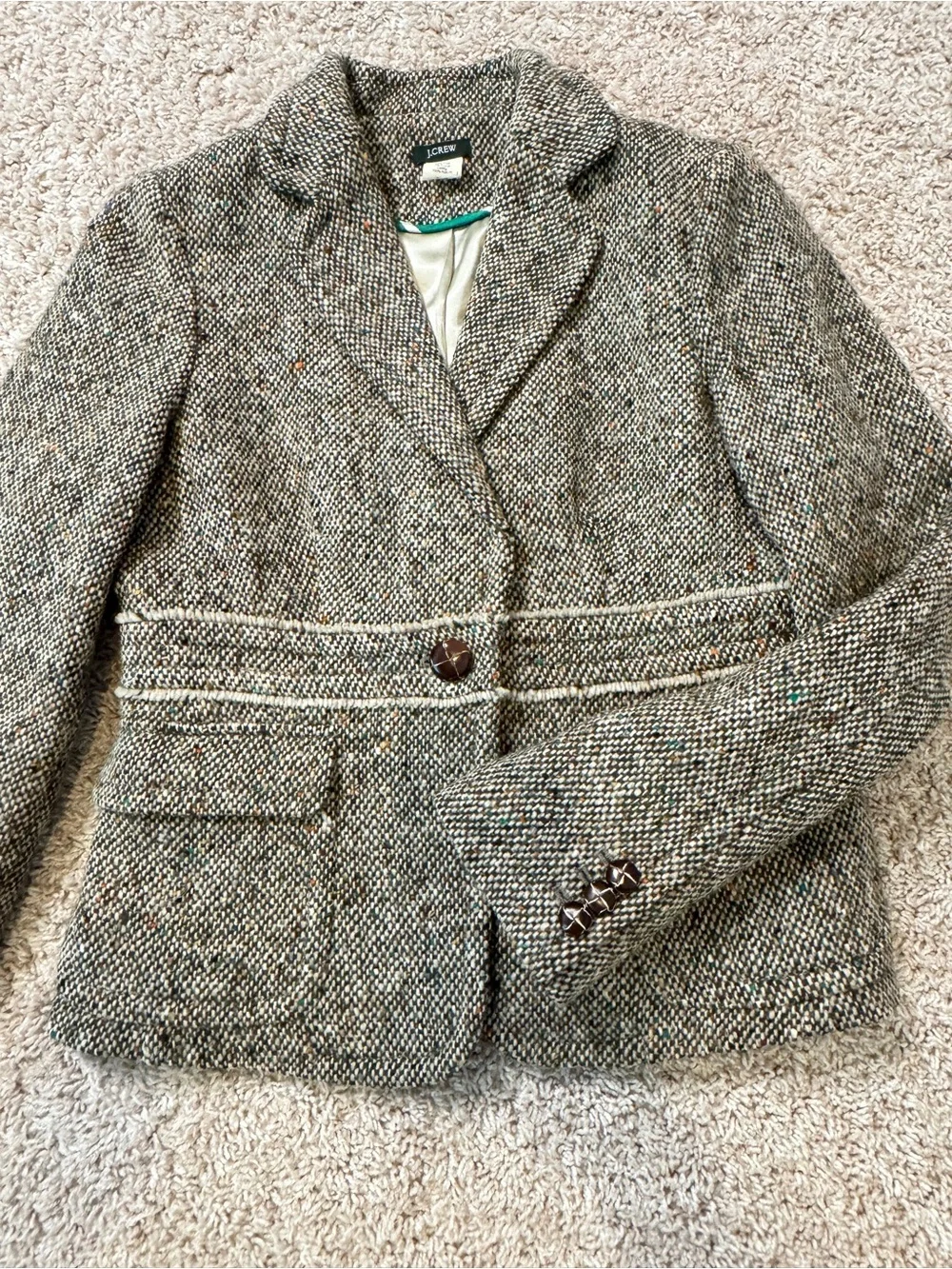 Vintage 2005 J Crew Wool Alpaca Tweed Blazer Jacket Size 8 Style 72255